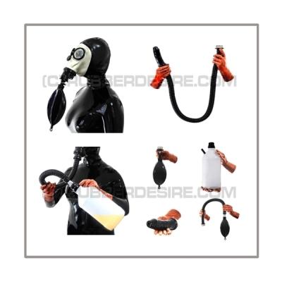 Deluxe Z56 gasmask-zipperhood-system ULTIMATE-Z with tube-set, sniffdildo, inhaler-set and rebreathing-bag-set